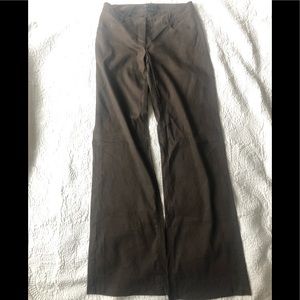 Theory Chocolate Brown Wide-Leg Linen Blend Trousers